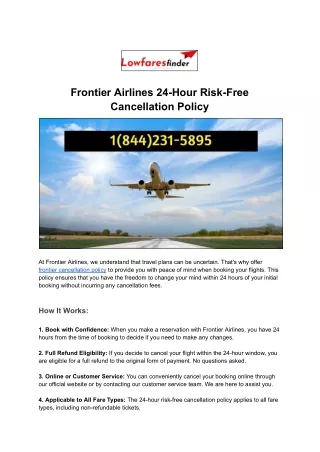 Frontier 24 hour Cancellation Numb€r