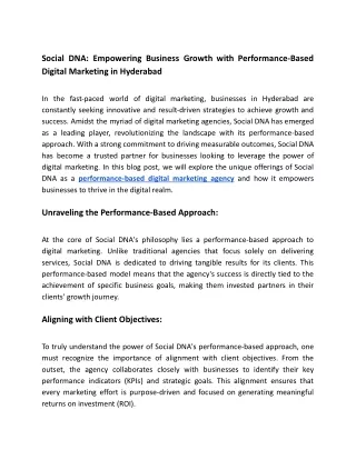 Empowering Business Growth with Performance-Based Digital Marketing in Hyderabad