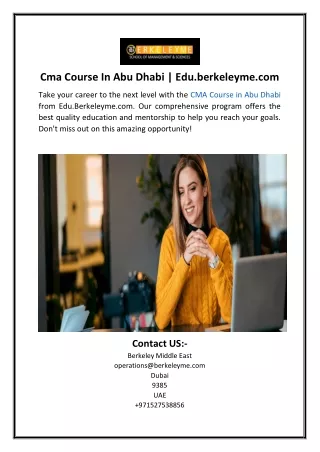 Cma Course In Abu Dhabi  Edu.berkeleyme