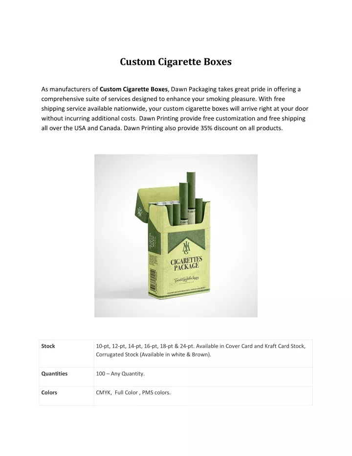 custom cigarette boxes