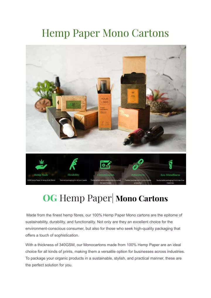 hemp paper mono cartons