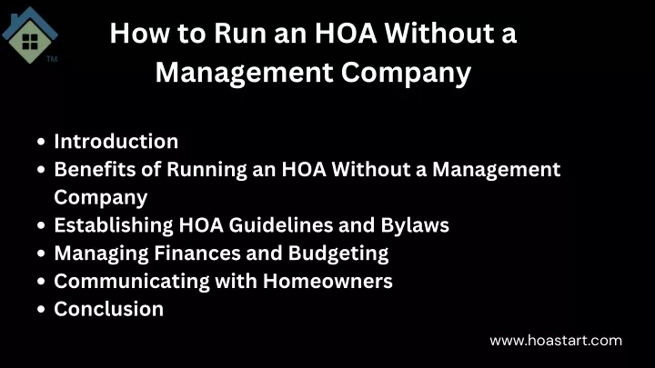 how to run an hoa without a management company