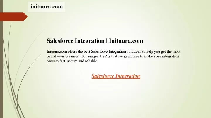 salesforce integration initaura com initaura