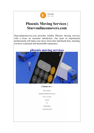 Phoenix Moving Services Starvanlinesmovers.com
