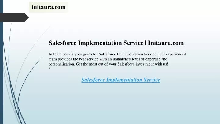 salesforce implementation service initaura