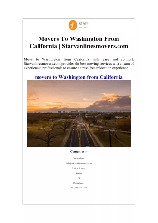 Movers To Washington From California  Starvanlinesmovers.com