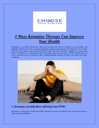 5 Ways Ketamine Therapy Can Improve Your Health