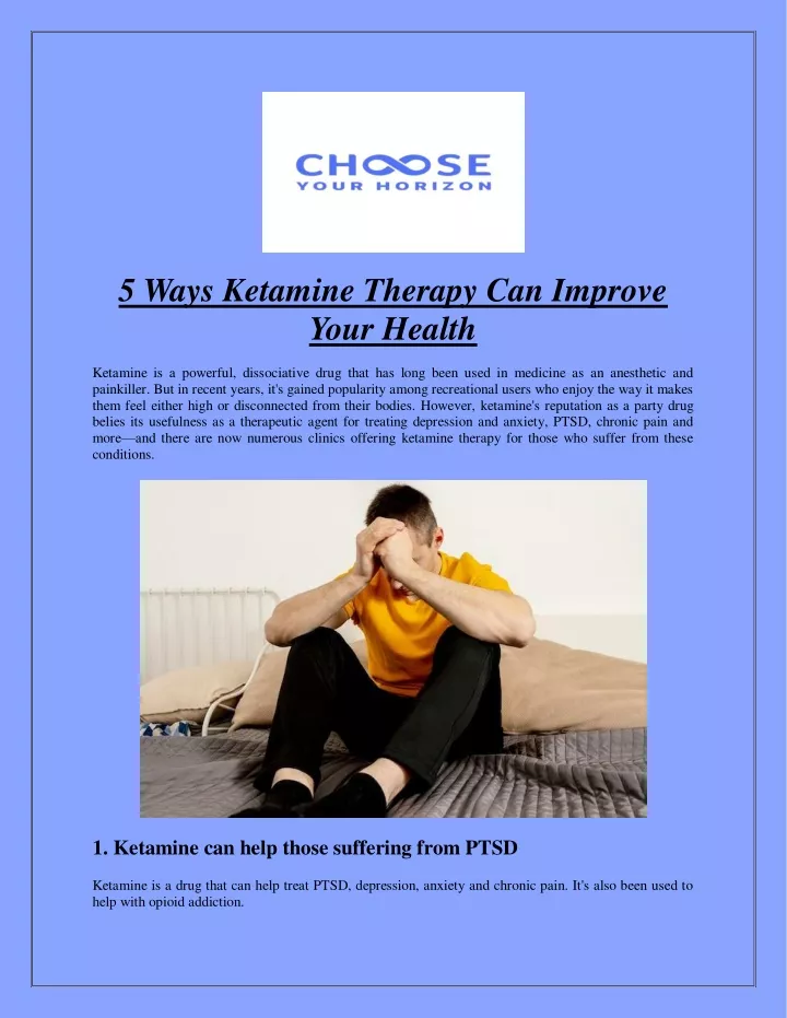 5 ways ketamine therapy can improve your health