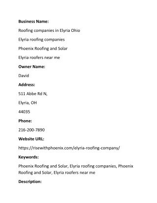 Roofing companies in Elyria Ohio
