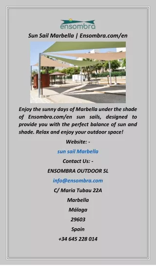 Sun Sail Marbella  Ensombra.comen