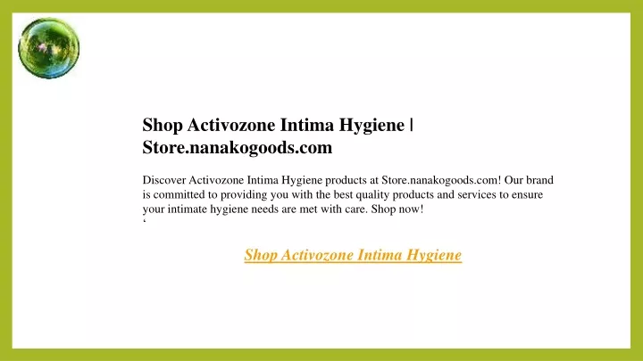 shop activozone intima hygiene store nanakogoods