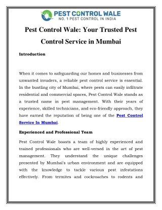 Pest Control Service In Mumbai Call- 919284011551