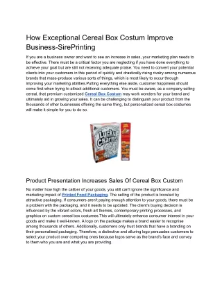 how exceptional cereal box costum improve