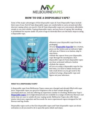 HOW TO USE A DISPOSABLE VAPE