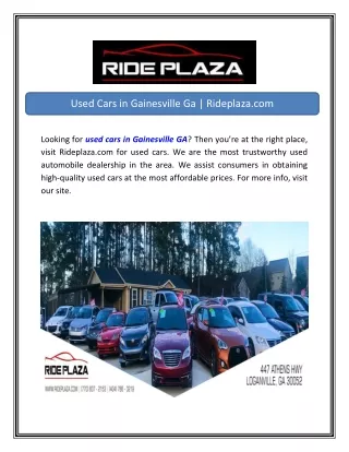 Used Cars in Gainesville Ga Rideplaza.com