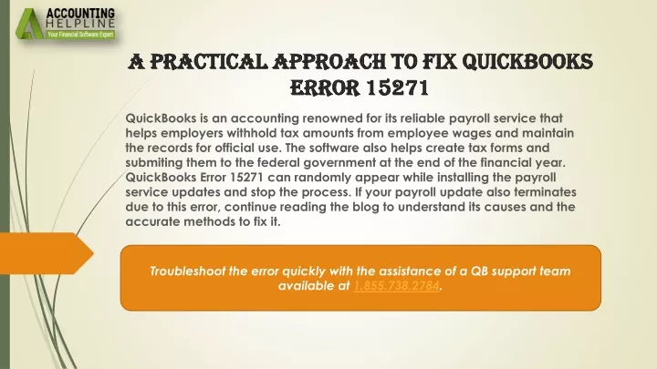 a practical approach to fix quickbooks error 15271