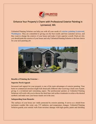 Enhance Your Property's Charm with Professional Exterior Painting in Lynnwood, WA