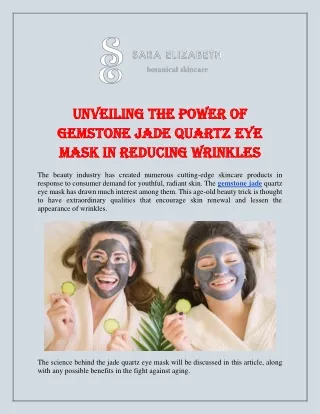 Unveiling the Power of Gemstone Jade Quartz Eye Mask in Reducing Wrinkles