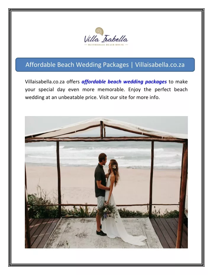 affordable beach wedding packages villaisabella