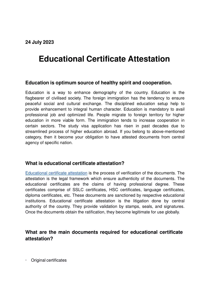 PPT - Educational Certificate Attestation PowerPoint Presentation, Free ...