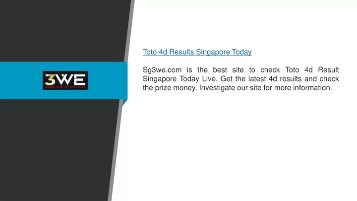 toto 4d results singapore today sg3we