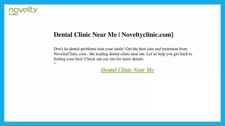 dental clinic near me noveltyclinic