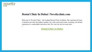 Dental Clinic In Dubai  Noveltyclinic.com