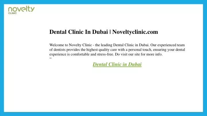 dental clinic in dubai noveltyclinic com welcome