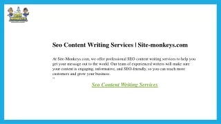 Seo Content Writing Services  Site-monkeys.com