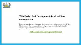 Web Design And Development Services  Site-monkeys.com