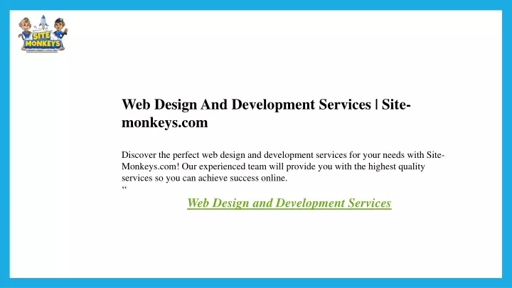 web design and development services site monkeys