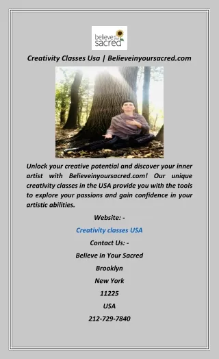 Creativity Classes Usa  Believeinyoursacred