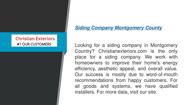 siding company montgomery county looking