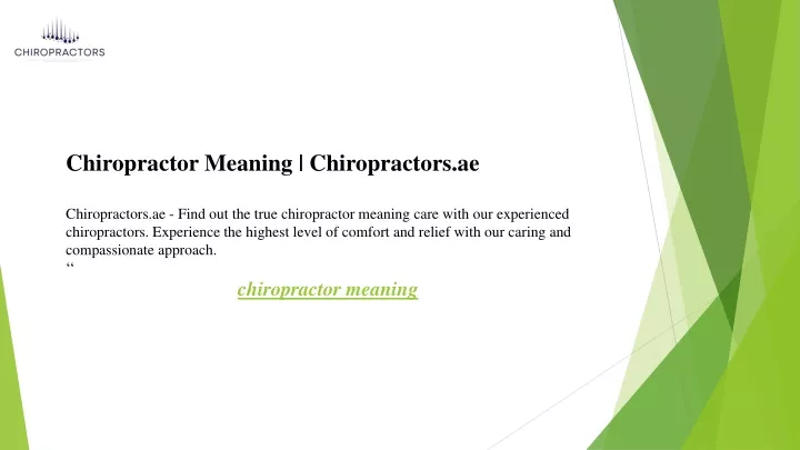 chiropractor meaning chiropractors