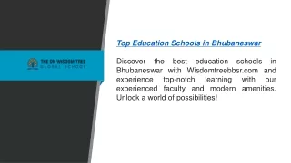 Top Education Schools In Bhubaneswar  Wisdomtreebbsr.com