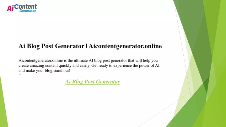 ai blog post generator aicontentgenerator online
