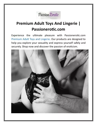 Premium Adult Toys And Lingerie  Passionerotic