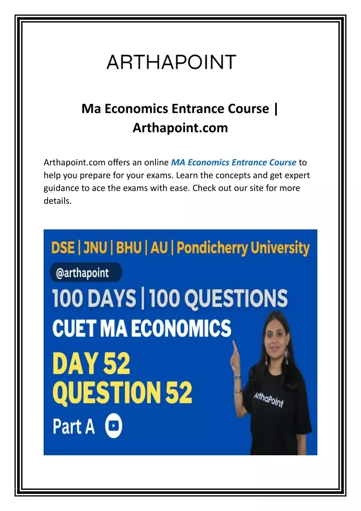 ma economics entrance course arthapoint com