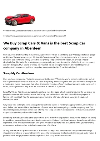 Sell scrap car in Aberdeen