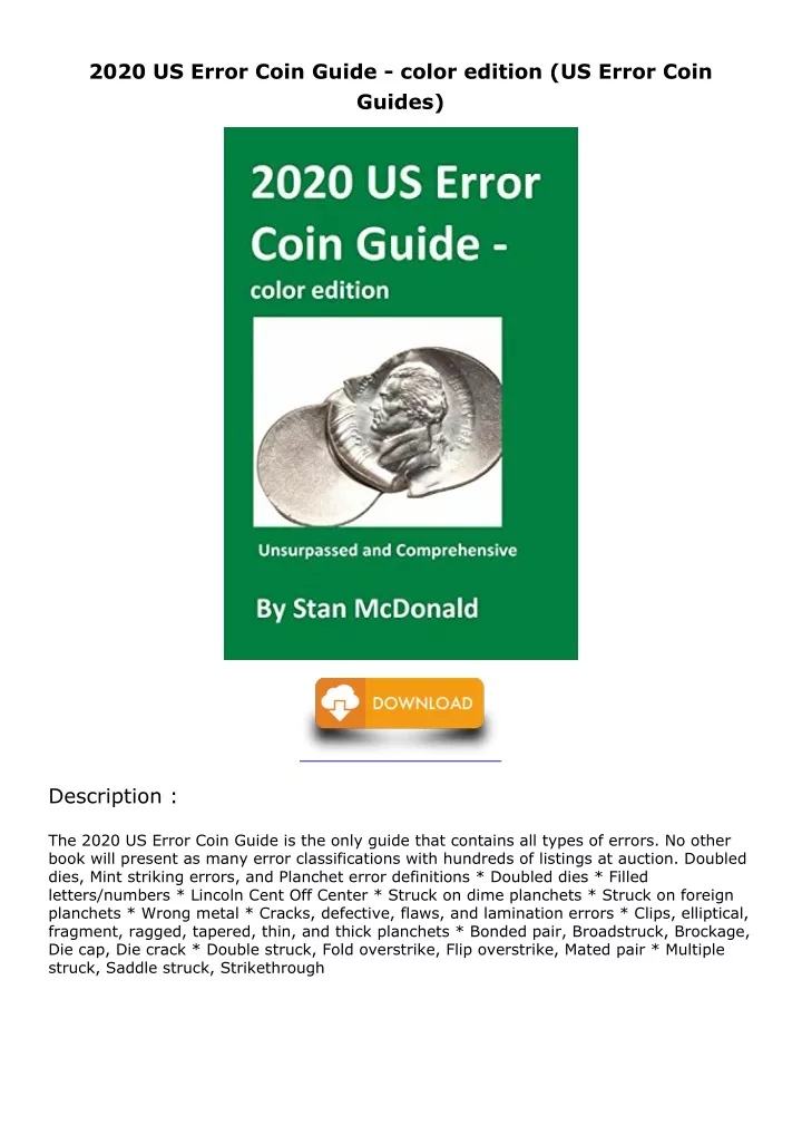 2020 us error coin guide color edition us error