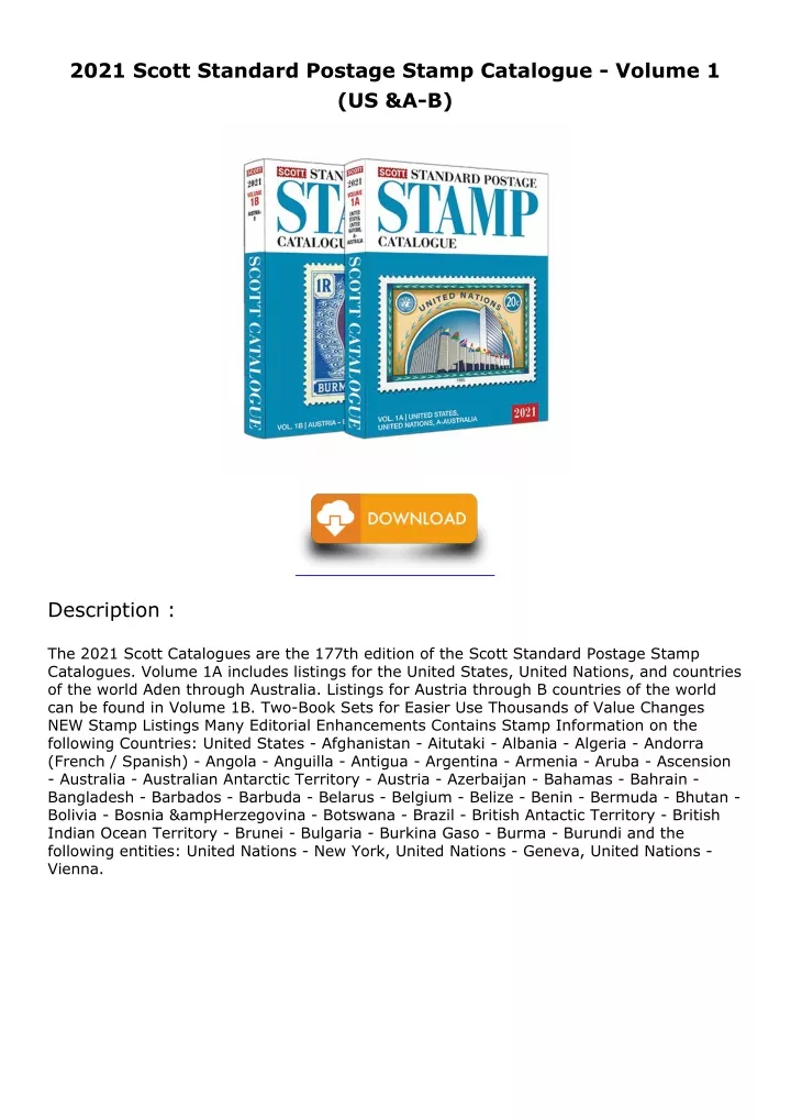 2021 scott standard postage stamp catalogue