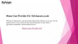Home Care Provider Uk  Sylviancare.co.uk