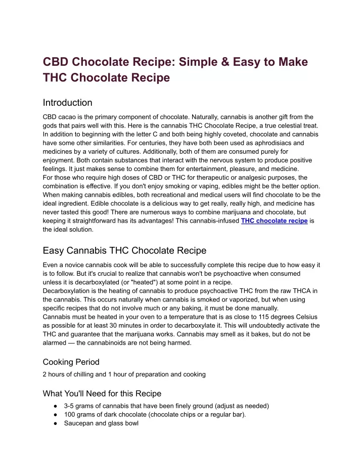 cbd chocolate recipe simple easy to make