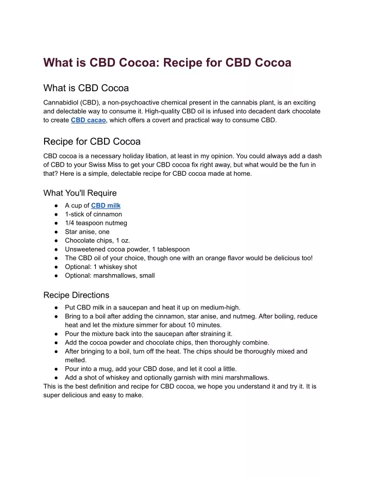 what is cbd cocoa recipe for cbd cocoa