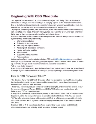 Getting Started with CBD Chocolate