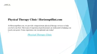 Physical Therapy Clinic  Horizonptflint.com