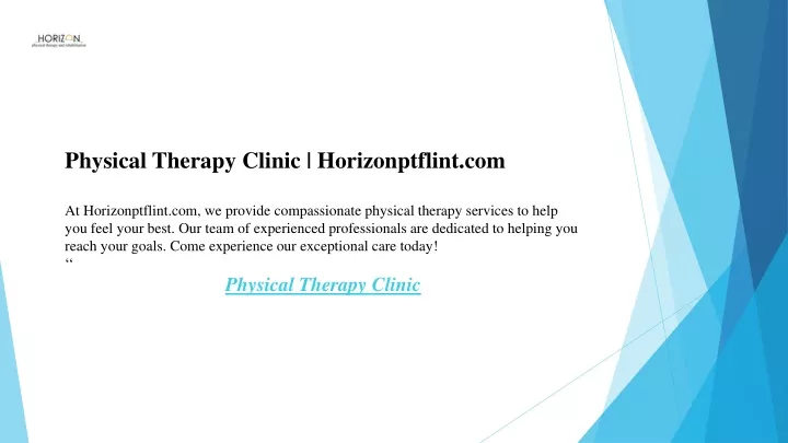 physical therapy clinic horizonptflint