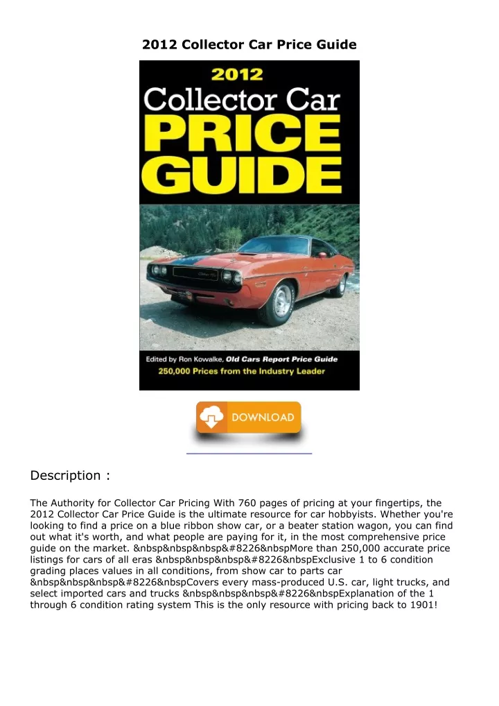 PPT PDF/READ 2012 Collector Car Price Guide ipad PowerPoint