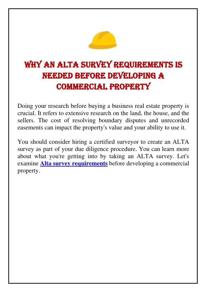 why an alta survey requirements is why an alta