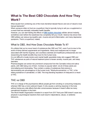 What is the best CBD Chocolate and How they Work